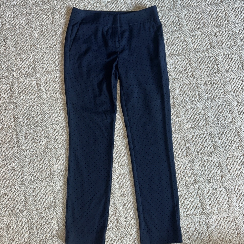Ann Taylor Loft Marisa Skinny Ankle Pants Women's Sz 0 Navy Polka Dots Career